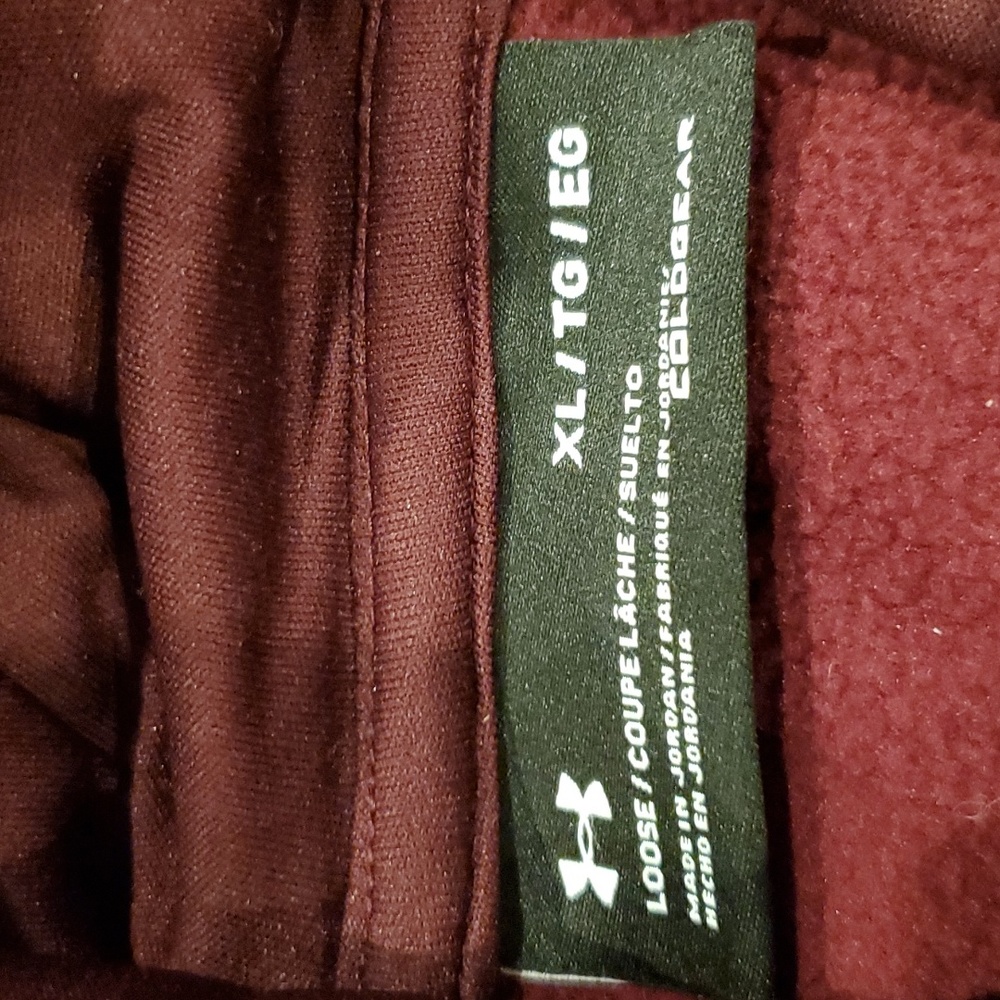 Mens Under Armour burgundy & black hooded sweatshirt size XL - Picture 4 of 5
